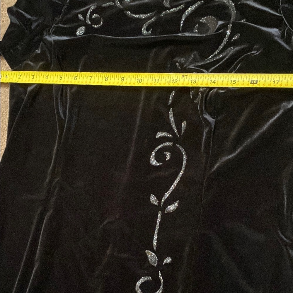 Elegant Y2K Black Velvet Size 14 Embellished Maxi Dress Dark Romance Goth Fall - Picture 9 of 14